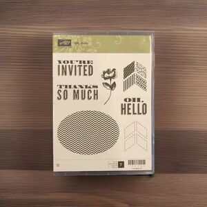 Stampin Up Oh Hello Rubber Stamp Set 130733 Retired Clear Mount Case Card Making